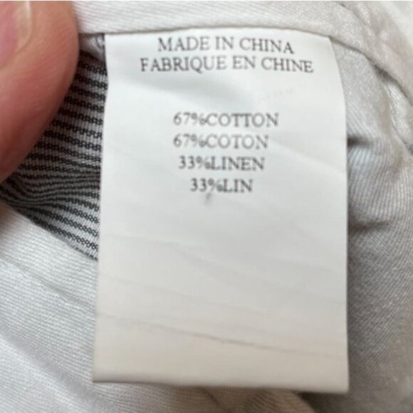 Theory Linen Pinstripe Tapered Leg Pants Mid Rise Blue White Size 31 - Picture 8 of 9